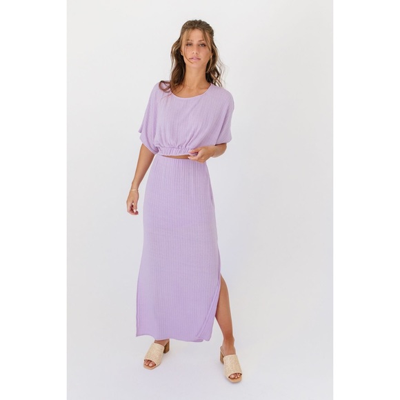 Free People Dresses & Skirts - Free People Lavender Kelsey Ribbed Maxi Skirt